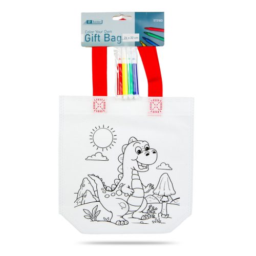 Színezhető ajándéktáska - 4 filccel - 24 x 22 cm - 2 féle