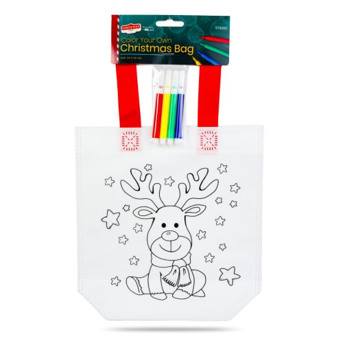 Színezhető táska - karácsonyi - 4 filccel - 24 x 22 cm - 6 féle