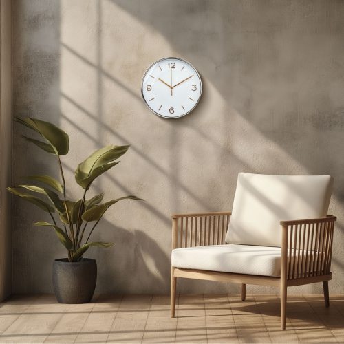 Falióra - 25 cm - műanyag, üveg - 1 x AA - fehér