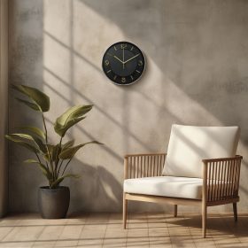 Falióra - 25 cm - műanyag, üveg - 1 x AA - fekete