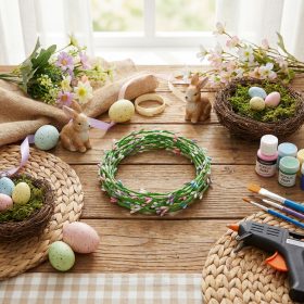 Húsvéti színes koszorú - 65 cm - 4 db / csomag