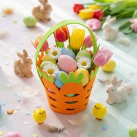   Húsvéti dekoráció - filc kosár - répa forma - 25 x Ø18 cm 