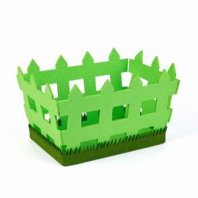   Húsvéti dekoráció - filc kosár - kerítés forma -  19,5 x 13,2 x 11,7 cm 
