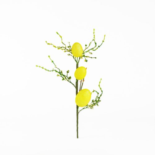 Húsvéti tojásfa ág - csillámos - sárga - 40 x 16 cm