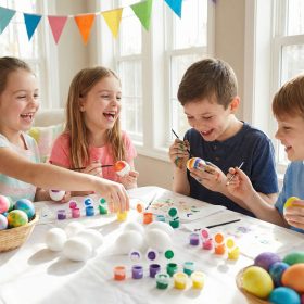   Húsvéti dekoráció - húsvéti habtojás festő szett - 6 cm - 6 db tojás