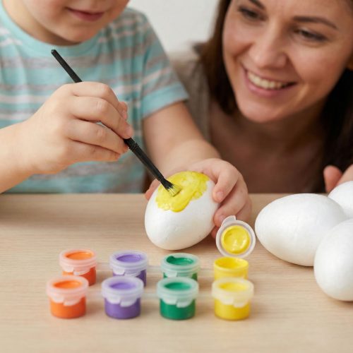 Húsvéti dekoráció - húsvéti habtojás festő szett - 6 cm - 6 db tojás