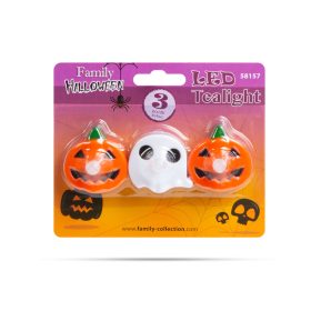   Halloween-i teamécses szett - tök, szellem - elemes - 3 db / csomag