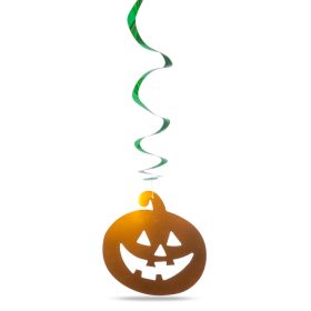   Halloween-i dekoráció szett - 12 db tök, szellem - csillogó spirál akasztó