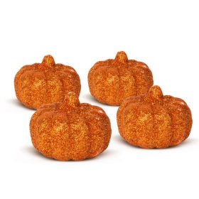   Halloween-i tök dekoráció - 5,2 cm - habszivacs - glitteres - 4 db / csomag