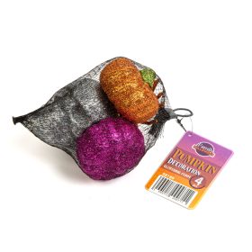   Halloween-i dekoráció szett - pók, koponya, 2 db tök - glitteres