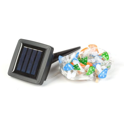 Szolár LED fényfüzér - gomba - 2,4 m - 25 LED - melegfehér
