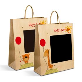   Ajándéktasak - papír, "Kraft" - 265 x 127 x 330 mm - 2 féle / csomag - 12 db / csomag