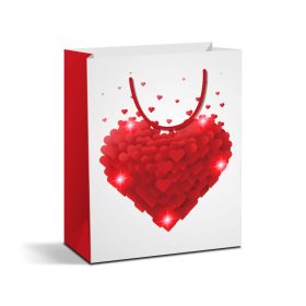   Ajándéktasak - 5 piros LED, papír - 178 x 102 x 228 mm - 4 féle / csomag - 12 db / csomag