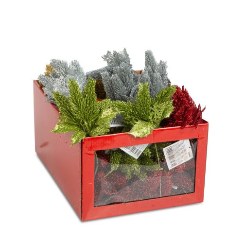 Karácsonyi dekoráció - arany, ezüst, piros, zöld - leszúrható, hajlítható - 8 x 22 cm