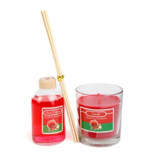 Illatgyertya és illatosító szett - alma & fahéj - 120 g + 100 ml