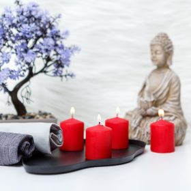 Gyertya szett - piros, illatmentes - 4 x 45 g