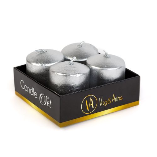 Gyertya szett - ezüst, illatmentes - 4 x 45 g