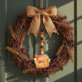   Őszi dekoráció - bőség kosár - akasztható - fa - 29 x 9 cm