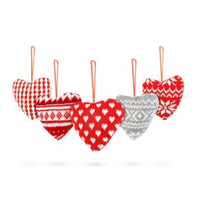   Mini textil dekoráció párna - szív - akasztóval - 12 x 5 x 11 cm - 5 féle