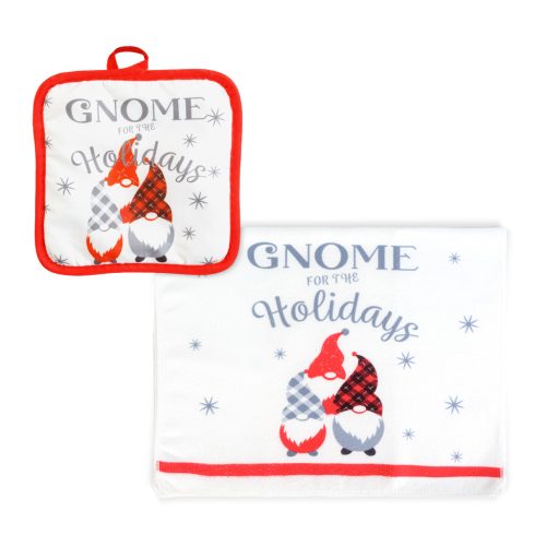 Karácsonyi kendő és edényfogó szett - manós