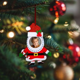   Karácsonyi fénykép dekoráció - filc - csengettyűvel - akasztható - 13 x 17 cm - 3 féle