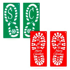   Karácsonyi dekoráció - lábnyom sablon szett - műanyag - 30,5 x 14 cm - 4 db / csomag