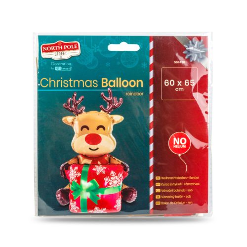 Karácsonyi lufi - rénszarvas - 60 x 65 cm