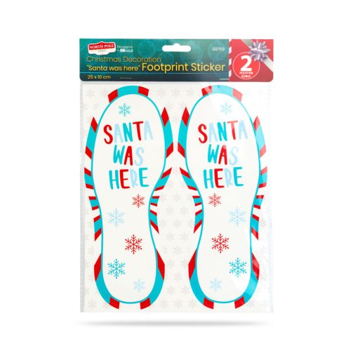 Karácsonyi dekoráció - "Itt járt a Mikulás" lábnyom matrica - 25 x 10 cm - 2 db / csomag