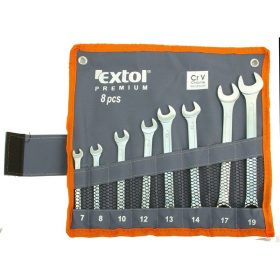   csillag-villás kulcs klt., CrV., vászon tartóban; 8db, 7-19mm