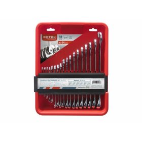   csillag-villás kulcs klt., CrV., műanyag kazettában; 18db, 6-24mm