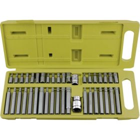   BIT klt. 40 db HEX-TORX-XZN, 10mm, adapter 3/8" és 1/2", CrV, műanyag dobozban