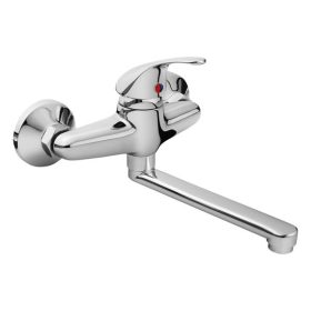   mosogató-mosdó csaptelep 35mm kerámia betét, falra szerelhető, fényes, egyenes, 20cm hosszú