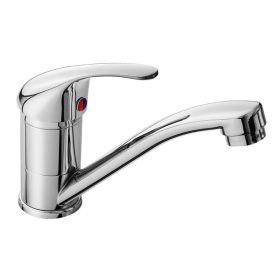   mosogató-mosdó csaptelep, 35mm kerámia betét, álló, egykaros, fényes, 18 cm hosszú