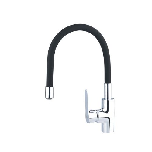 mosogató csaptelep, hajlékony szilikon kifolyócsővel, 35mm, fekete