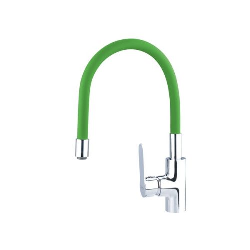 mosogató csaptelep, hajlékony szilikon kifolyócsővel, 35mm, zöld