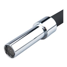   mosogató csaptelep, fix helyzetű tartó, hajlékony szilikon kifolyó csővel, 25mm, fekete