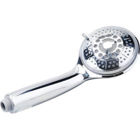   zuhanyfej ; LED, vízhőmérséklettől függően színváltó, elem nélkül működik, 5 funkciós, 100mm, fényes