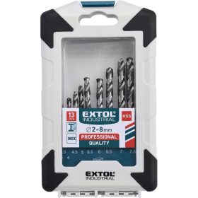   fémcsigafúró klt., 13db, HSS-G 9341/M2, 2-8 mm, acélra, normál befogás, polírozott, műanyag tartóban