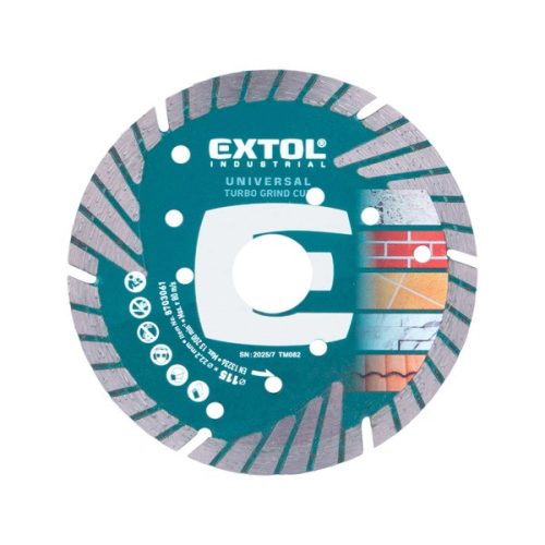 gyémántvágó, ipari korong, TURBO GRIND CUT, gyors vágás; 115×22,2×2,2mm, száraz és vizes vágásra
