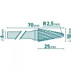keményfém turbómaró (rotormaró), kúpos, kerek orrú, átmérő 10×25mm/szár 6mm, keresztfogazás