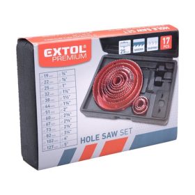   körkivágó klt., 17 db-os, (19-22-25-32-38-44-51- 60-67-73-82-102-127mm) műanyag, fa, gipszkarton