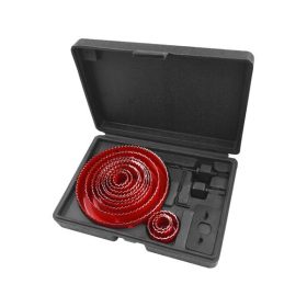   körkivágó klt., 17 db-os, (19-22-25-32-38-44-51- 60-67-73-82-102-127mm) műanyag, fa, gipszkarton