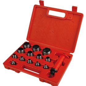   lyukasztó klt. 14 db 5-6-8-10-11-13-16-19-22 -25-28-32-35 mm, színes műanyag markolat, műanyag koffer