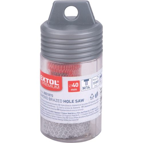 körkivágó csempére, gyémánt vágóél; 40mm × M14, sarokcsiszolóba fogható