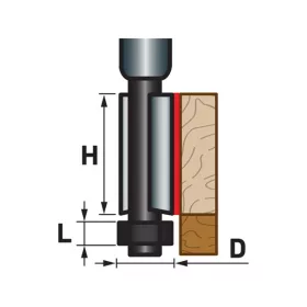   felsőmaró fára, színelő (süllyesztő) maró, csapágyas, D12,7×H25, befogás: 8mm, keményfém lapkás