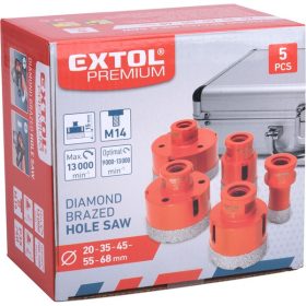   körkivágó csempére klt. 5 db, gyémánt vágóél; 20-68mm × M14, sarokcsiszolóba fogható