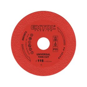   gyémántvágó, extra vékony vágás: 1,2mm vastagság; 115×22,2mm, száraz és vizes vágásra