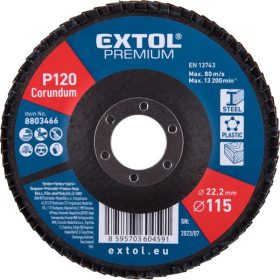   lamellás csiszoló acél, Alu, műa. és fa munkadarabok csiszolására, 115×22mm; P120, kúpos,max.:13.200 ford./perc, EN13743