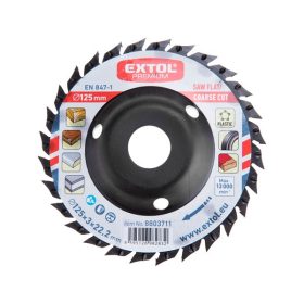   faforgácsoló korong; max 13000 ford/perc, sarokcsiszolóhoz, fém, 125×22,2mm, fa vágás/csiszolásához