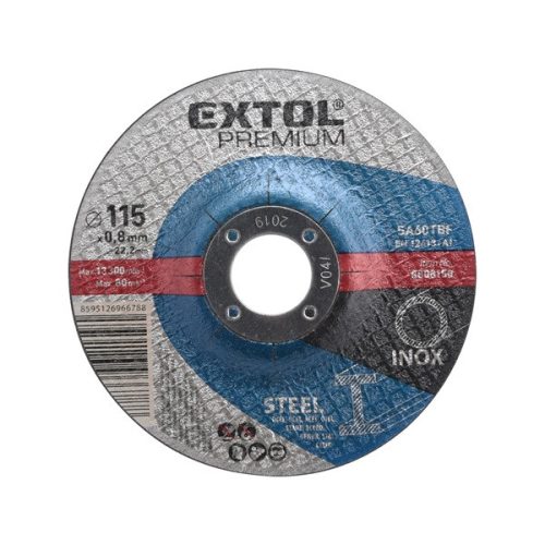 vágókorong, acélhoz/inoxhoz; 115×0,8×22,2mm, hajlított, ,max 13300 ford/perc